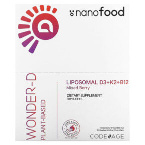 Thực phẩm chức năng Codeage Nanofood Liposomal D3+K2+B12 Mixed Berry 30 Pouches 0.3 fl oz (10 ml) Each 850026121711