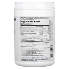 Thực phẩm bổ sung Codeage Platinum Multi Collagen Peptides Powder Biotin Keratin Hyaluronic Acid Unflavored 11.50 oz (326 g) 853919008588