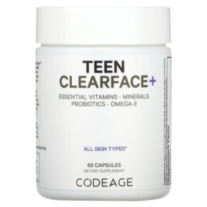 Thực phẩm chức năng Codeage Teen Clearface Vitamins All Skin Types 60 Capsules 853919008779