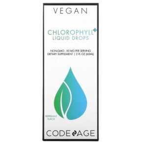 Thực phẩm chức năng Codeage Vegan Chlorophyll+ Liquid Drops Non-GMO Peppermint 50 mg 2 fl oz (60 ml) 850026121278