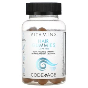 Thực phẩm chức năng Codeage Vitamins Hair Gummies Sugar Free Biotin Vitamin C Minerals Strawberry Coconut 60 Count 850026121117