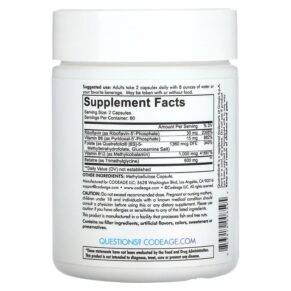 Thực phẩm bổ sung Codeage Vitamins Methylfolate B Complex 120 Capsules 853919008595