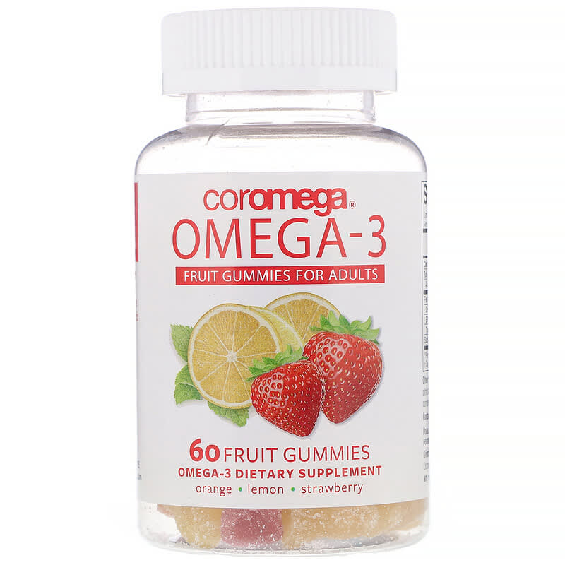 Coromega Omega-3 Fruit Gummies for Adults Orange Lemon Strawberry 60 Fruit Gummies 8 Thực phẩm chức năng Coromega Omega-3 Fruit Gummies for Adults Orange Lemon Strawberry 60 Fruit Gummies 689269460284