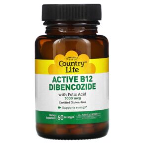 Thực phẩm chức năng Country Life Active B12 Dibencozide with Folic Acid 3.000 mcg 60 Lozenges 015794062424
