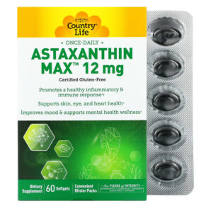 Thực phẩm chức năng Country Life Astaxanthin Max 12 mg 60 Softgels 015794073253
