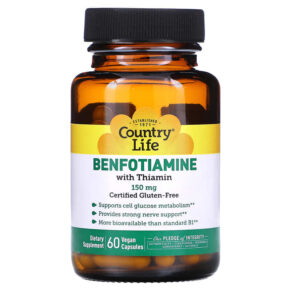 Thực phẩm chức năng Country Life Benfotiamine with Thiamin 150 mg 60 Vegan Capsules 015794060031