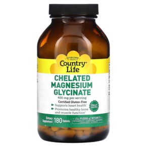 Thực phẩm chức năng Country Life Chelated Magnesium Glycinate 133 mg 180 Tablets 015794026815