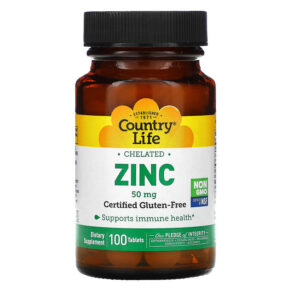 Thực phẩm chức năng Country Life Chelated Zinc 50 mg 100 Tablets 015794029519