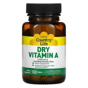 Thực phẩm chức năng Country Life Dry Vitamin A 3.000 mcg 100 Tablets 015794055310