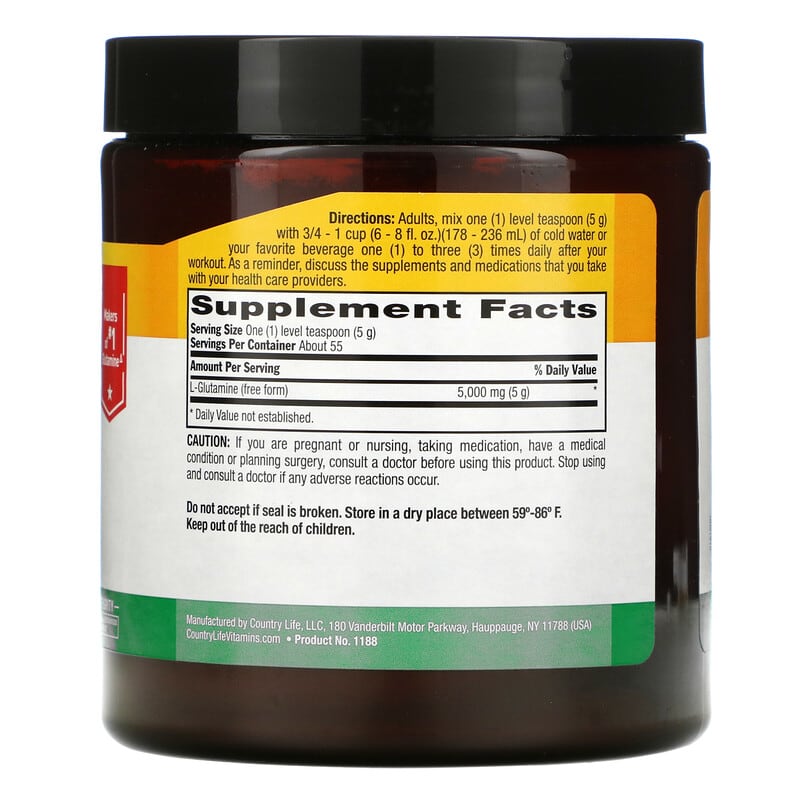 Country Life Glutamine Pure Powder 5.000 mg 9.7 oz (275 g) 2 Thực phẩm bổ sung Country Life Glutamine Pure Powder 5.000 mg 9.7 oz (275 g) 015794011880