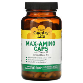 Thực phẩm chức năng Country Life Max-Amino Caps with Vitamin B-6 180 Vegetarian Capsules 015794014966