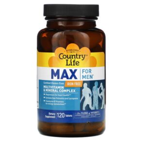 Thực phẩm chức năng Country Life Max for Men Multivitamin & Mineral Complex Iron-Free 120 Tablets 015794081364