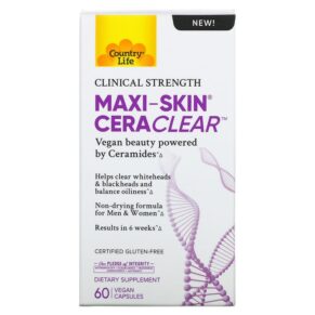 Thực phẩm chức năng Country Life Maxi-Skin Cera Clear 60 Vegan Capsules 015794050872