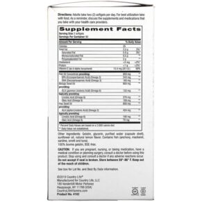 Thực phẩm bổ sung Country Life Omega 3-6-9 Complete Ultra Concentrated Natural Lemon 180 Softgels 015794041023