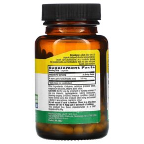 Thực phẩm bổ sung Country Life R-Lipoic Acid 100 mg 60 Vegan Capsules 015794016533