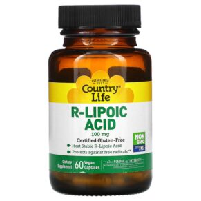 Thực phẩm chức năng Country Life R-Lipoic Acid 100 mg 60 Vegan Capsules 015794016533