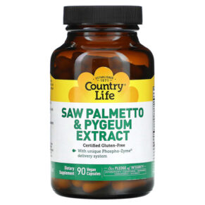 Thực phẩm chức năng Country Life Saw Palmetto & Pygeum Extract 90 Vegan Capsules 015794019008