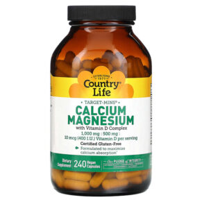 Thực phẩm chức năng Country Life Target-Mins Calcium Magnesium with Vitamin D Complex 240 Vegan Capsules 015794024880