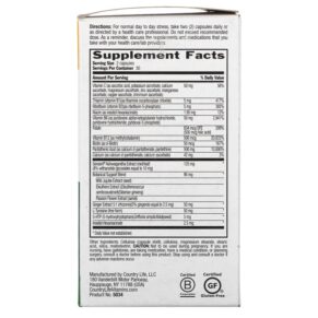 Thực phẩm bổ sung Country Life Triple Action Stress Shield 60 Vegan Capsules 015794050346