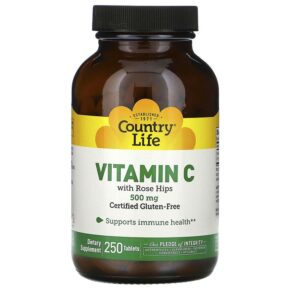 Thực phẩm chức năng Country Life Vitamin C with Rose Hips 500 mg 250 Tablets 015794067948