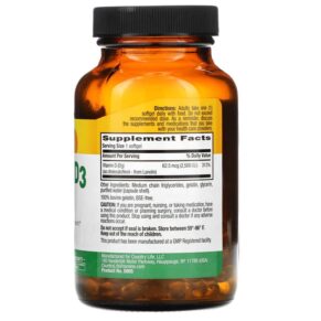 Thực phẩm bổ sung Country Life Vitamin D3 62.5 mcg (2.500 I.U.) 200 Softgels 015794058052