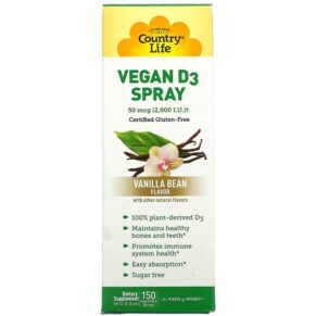 Thực phẩm chức năng Country Life Vitamin D3 Spray Vanilla Bean 50 mcg (2.000 IU) 150 Ingestible Sprays 0.81 fl oz (24 ml) 015794058281