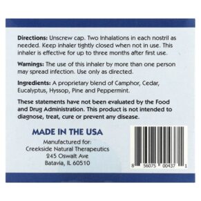 Creekside Natural Therapeutics Children's Sniffle Sticks 4 Inhalers 3 Thực phẩm bổ sung Creekside Natural Therapeutics Children's Sniffle Sticks 4 Inhalers 856075004371