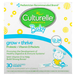 Thực phẩm chức năng Culturelle Probiotics Baby Grow + Thrive Probiotics + Vitamin D Packets 12-24 Months Unflavored 30 Packets 049100400549