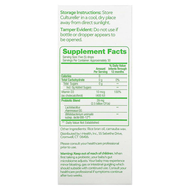 Culturelle Probiotics Baby Immune + Digestive Support Probiotic & Vitamin D Drops 0-12 Months 0.3 fl oz (9 ml) 2 Thực phẩm bổ sung Culturelle Probiotics Baby Immune + Digestive Support Probiotic & Vitamin D Drops 0-12 Months 0.3 fl oz (9 ml) 049100400532