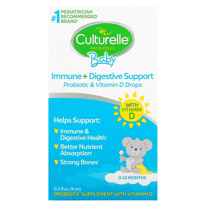 Culturelle Probiotics Baby Immune + Digestive Support Probiotic & Vitamin D Drops 0-12 Months 0.3 fl oz (9 ml) 8 Thực phẩm chức năng Culturelle Probiotics Baby Immune + Digestive Support Probiotic & Vitamin D Drops 0-12 Months 0.3 fl oz (9 ml) 049100400532