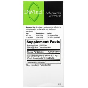 Thực phẩm bổ sung DaVinci Laboratories of Vermont Gluconic DMG Liquid 300 mg 2 fl oz (60 ml) 026664259226
