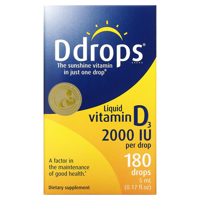 Ddrops Liquid Vitamin D3 2.000 IU 0.17 fl oz (5 ml) 8 Thực phẩm chức năng Ddrops Liquid Vitamin D3 2.000 IU 0.17 fl oz (5 ml) 851228000095