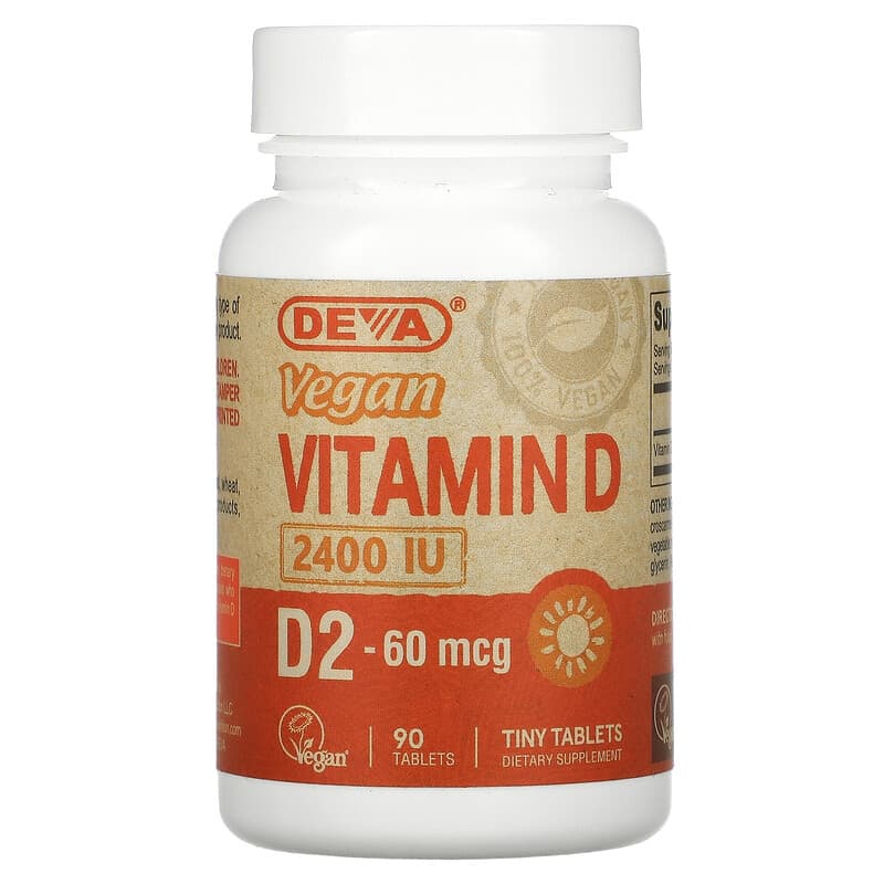 Deva Vegan Vitamin D D2 60 mcg (2.400 IU) 90 Tablets 8 Thực phẩm chức năng Deva Vegan Vitamin D D2 60 mcg (2.400 IU) 90 Tablets 895634000331
