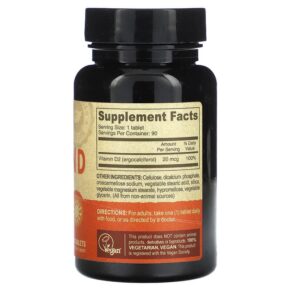 Thực phẩm bổ sung Deva Vegan Vitamin D2 20 mcg (800 IU) 90 Tablets 895634000270