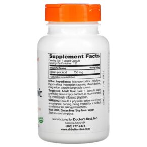 Thực phẩm bổ sung Doctor's Best Alpha-Lipoic Acid 150 mg 120 Veggie Caps 753950001046