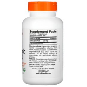 Thực phẩm bổ sung Doctor's Best Alpha-Lipoic Acid 300 300 mg 180 Veggie Caps 753950002777