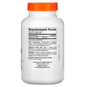 Thực phẩm bổ sung Doctor's Best Alpha-Lipoic Acid 600 600 mg 180 Veggie Caps 753950002494