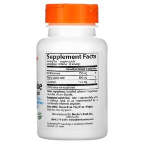 Thực phẩm bổ sung Doctor's Best Benfotiamine 150 + Alpha-Lipoic Acid 300 60 Veggie Caps 753950002517