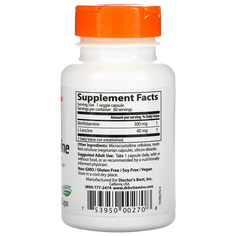 Doctor's Best Benfotiamine with BenfoPure 300 mg 60 Veggie Caps 2 Thực phẩm bổ sung Doctor's Best Benfotiamine with BenfoPure 300 mg 60 Veggie Caps 753950002708