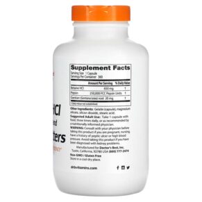Doctor's Best Betaine HCL Pepsin and Gentian Bitters 360 Capsules 3 Thực phẩm bổ sung Doctor's Best Betaine HCL Pepsin and Gentian Bitters 360 Capsules 753950003156
