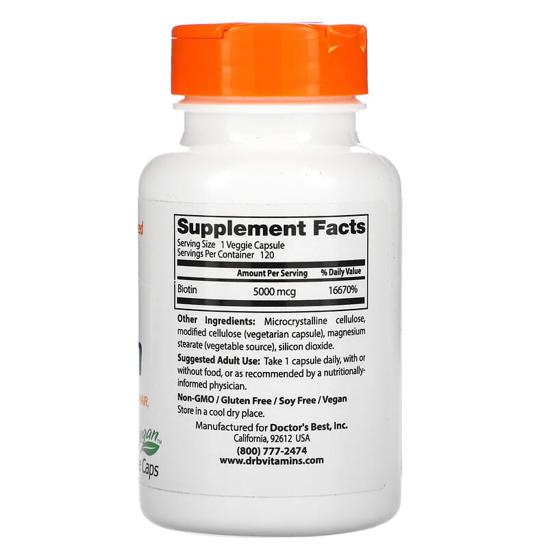 Doctor's Best Biotin 5.000 mcg 120 Veggie Caps 2 Thực phẩm bổ sung Doctor's Best Biotin 5.000 mcg 120 Veggie Caps 753950003019