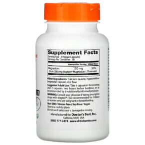 Thực phẩm bổ sung Doctor's Best Brain Magnesium with Magtein 50 mg 90 Veggie Caps 753950002838