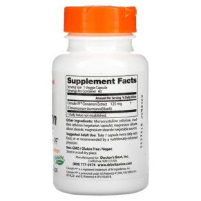 Thực phẩm bổ sung Doctor's Best Cinnamon Extract with Cinnulin PF 125 mg 60 Veggie Caps 753950001305