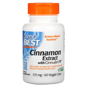 Thực phẩm chức năng Doctor's Best Cinnamon Extract with Cinnulin PF 125 mg 60 Veggie Caps 753950001305