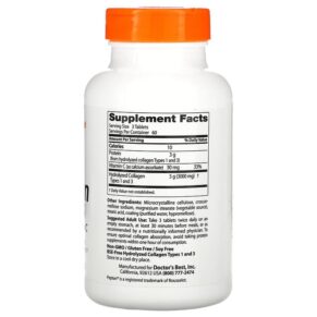 Thực phẩm bổ sung Doctor's Best Collagen Types 1 and 3 with Peptan and Vitamin C 1.000 mg 180 Tablets 753950002043
