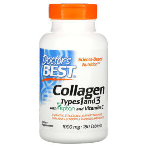Thực phẩm chức năng Doctor's Best Collagen Types 1 and 3 with Peptan and Vitamin C 1.000 mg 180 Tablets 753950002043