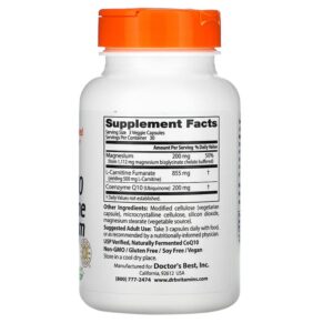 Thực phẩm bổ sung Doctor's Best CoQ10 L-Carnitine Magnesium 90 Veggie Caps 753950004771