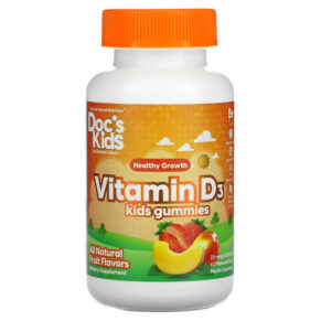Thực phẩm chức năng Doctor's Best Doc's Kids Vitamin D3 Gummies All Natural Fruit 25 mcg (1.000 IU) 60 Natural Fruit Pectin Gummies 753950005464