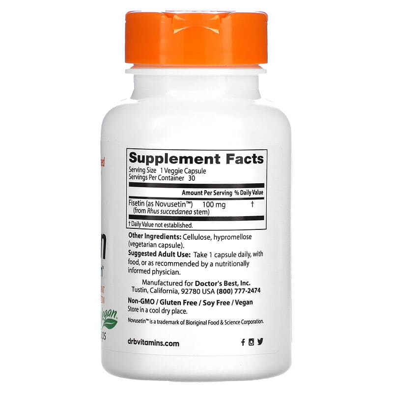 Doctor's Best Fisetin with Novusetin 100 mg 30 Veggie Caps 2 Thực phẩm bổ sung Doctor's Best Fisetin with Novusetin 100 mg 30 Veggie Caps 753950002272