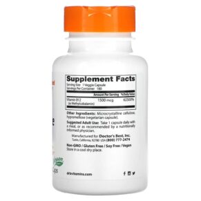 Thực phẩm bổ sung Doctor's Best Fully Active B12 1.500 mcg 180 Veggie Caps 753950005167